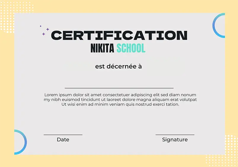 Nikita School - Diplôme