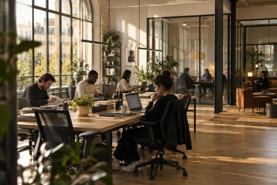 Open space d’un coworking parisien