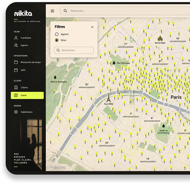 Leon : carte des sites sur tablette