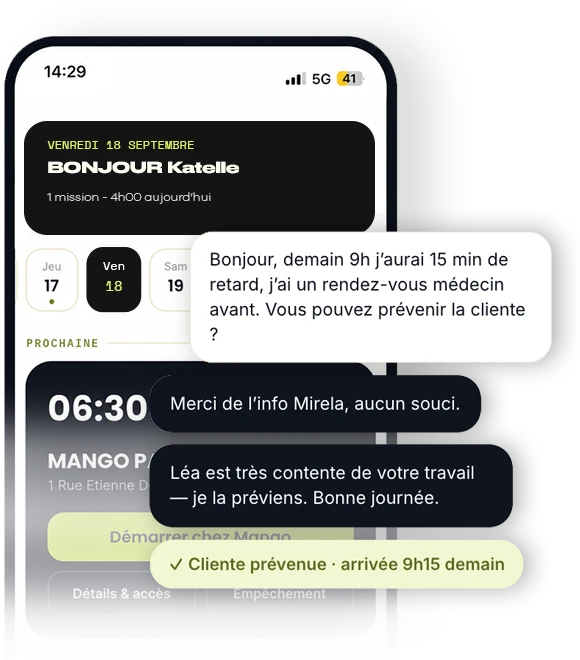 L’application Nikita : mission du jour et échanges avec l’équipe