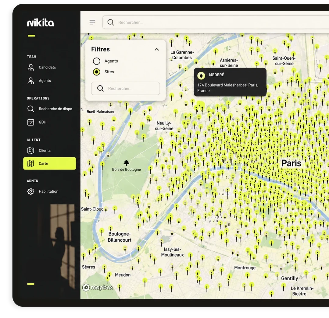 Leon : carte des sites sur tablette